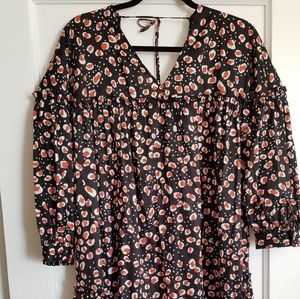 Who What Wear Black and Orange Pattern Midi Dress